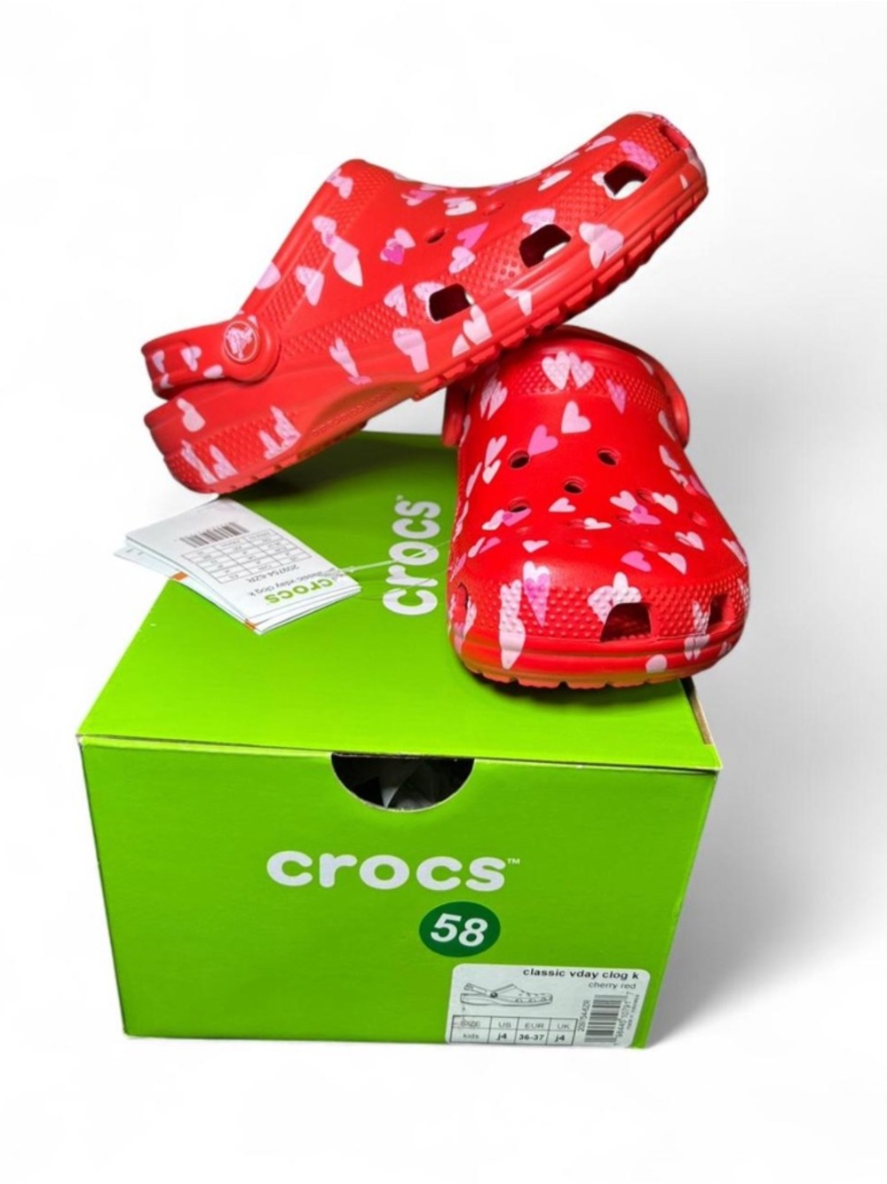 Crocs Classic V-Day Red Clog Pink Hearts - Brand New